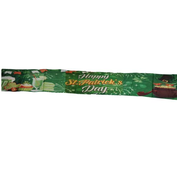 St. Patrick’s Day Banner Sign 120" x 20" Polyester with Grommets & Ribbon String - Picture 1 of 11